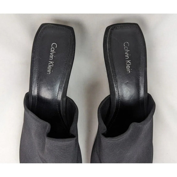 Vintage y2k wedge heels - Gem CALVIN KLEIN Sanika Vintage 90s y2k 9m Black Elastic Band Platform Wedge Heels